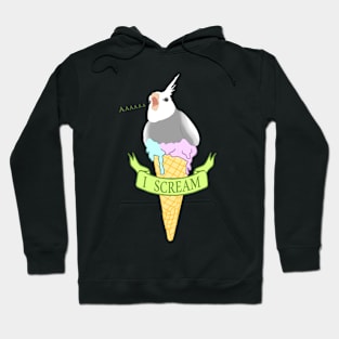 ice cream - I scream - white cockatiel Hoodie